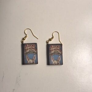 Alice's Adventures in Wonderland book earrings